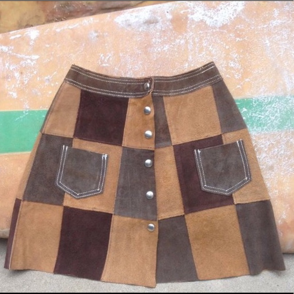 70s patchwork suede skirt.